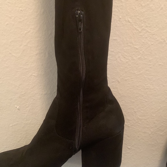 Womens Long Over The Knee Block Heel Boot, Black, Size 8 - Picture 2 of 8